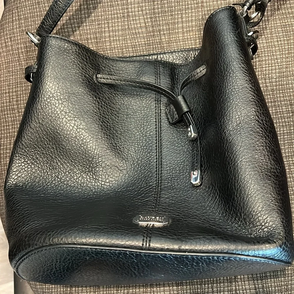 🖤 Lauren Ralph Lauren Black Leather Bucket Shoulder Bag 👜✨